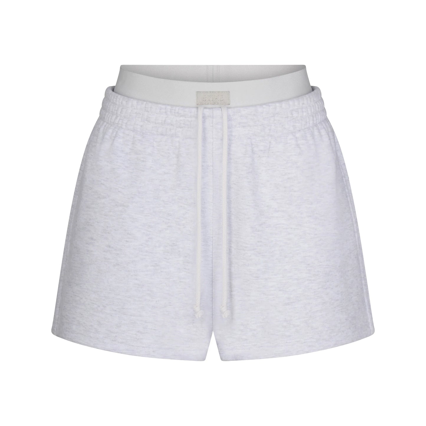 COTTON FLEECE DOUBLE WAISTBAND SHORT | LIGHT HEATHER GREY