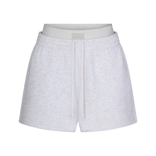 COTTON FLEECE DOUBLE WAISTBAND SHORT | LIGHT HEATHER GREY
