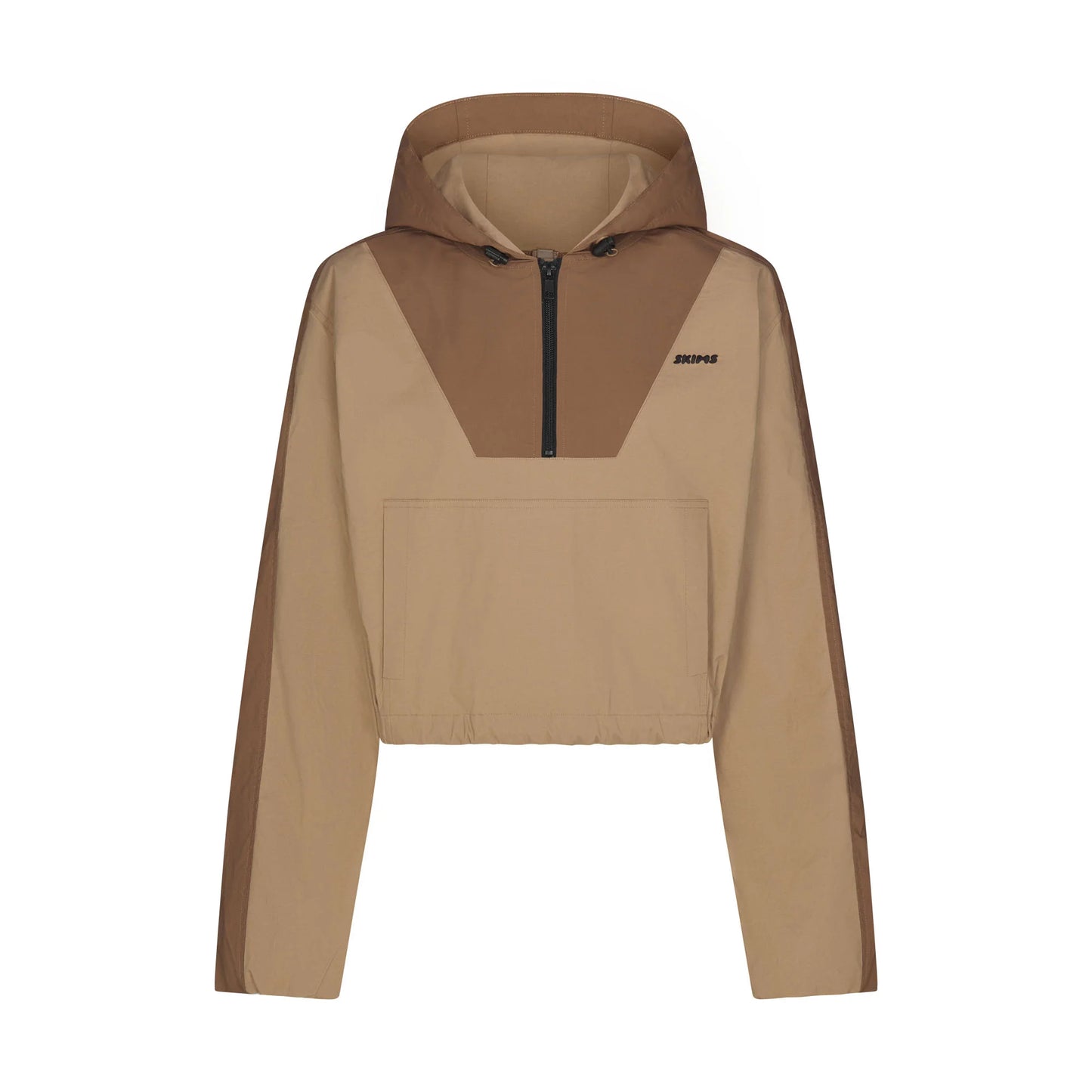 WOVEN COTTON HALF ZIP PULLOVER | DESERT