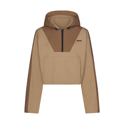WOVEN COTTON HALF ZIP PULLOVER | DESERT