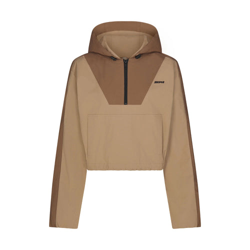WOVEN COTTON HALF ZIP PULLOVER | DESERT
