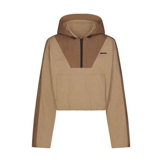 WOVEN COTTON HALF ZIP PULLOVER | DESERT