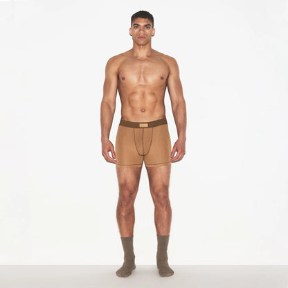 SKIMS COTTON MENS 3" BOXER BRIEF | RUSSET