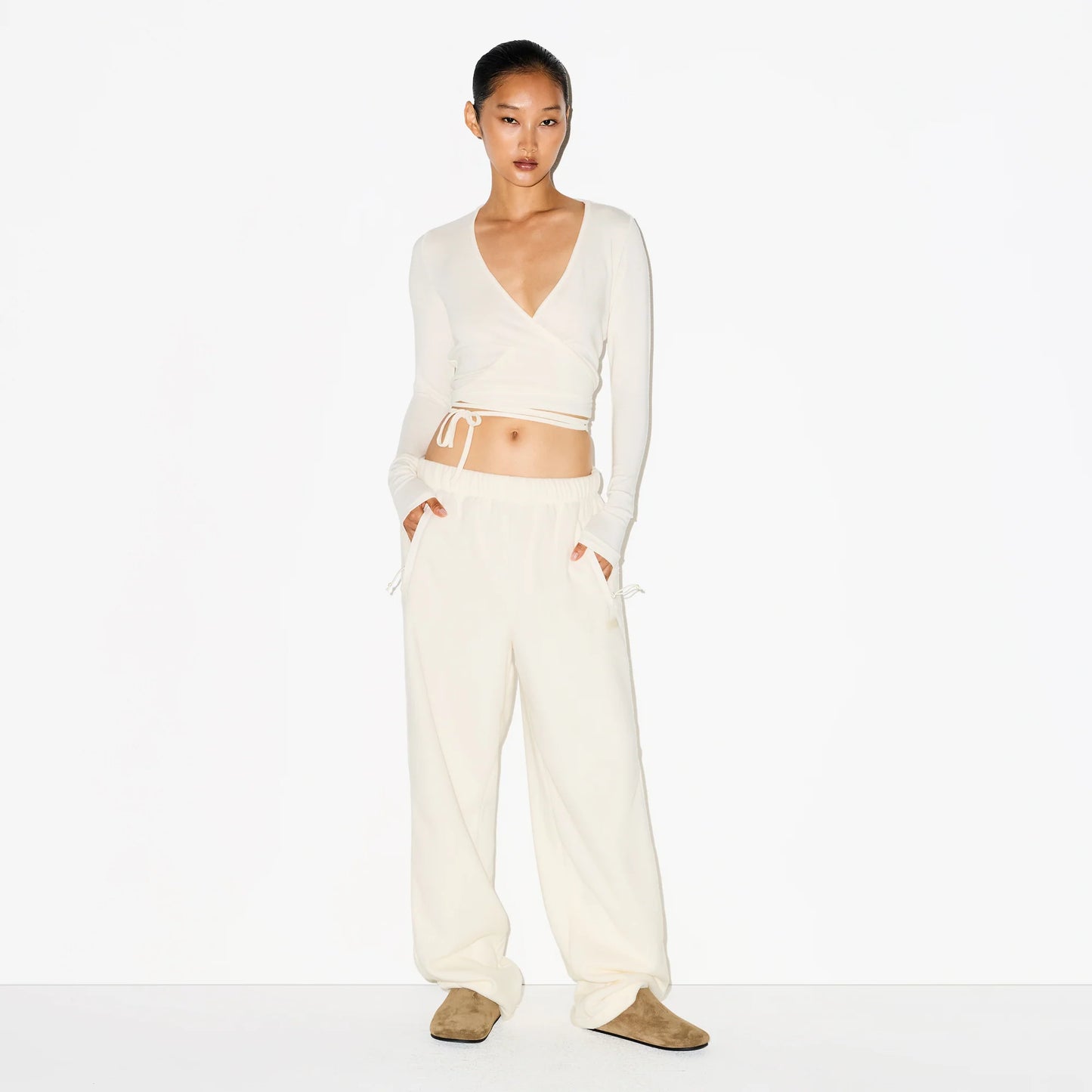 OUTDOOR FLEECE STRAIGHT LEG PANT | ECRU
