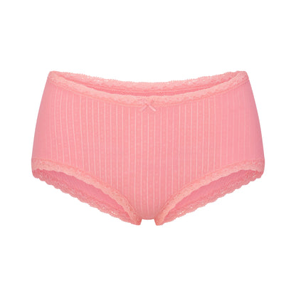 LIGHTWEIGHT COTTON POINTELLE LACE BOY SHORT | MELON TONAL