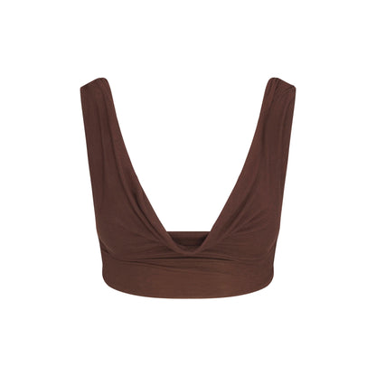 VETTESE X SKIMS SHEER MODAL DRAPED BRALETTE | COCOA