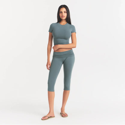 COTTON JERSEY FOLDOVER CAPRI | KYANITE