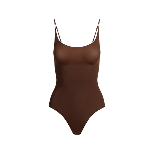 SHEER SEAMLESS THONG BODYSUIT | COCOA