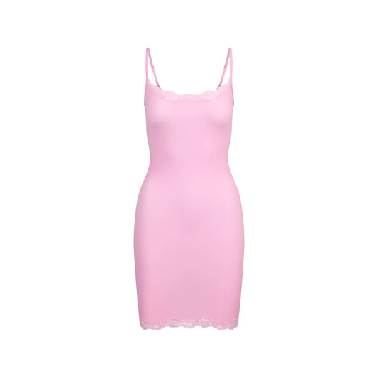 FITS EVERYBODY LACE SLIP DRESS | BUBBLE GUM TONAL