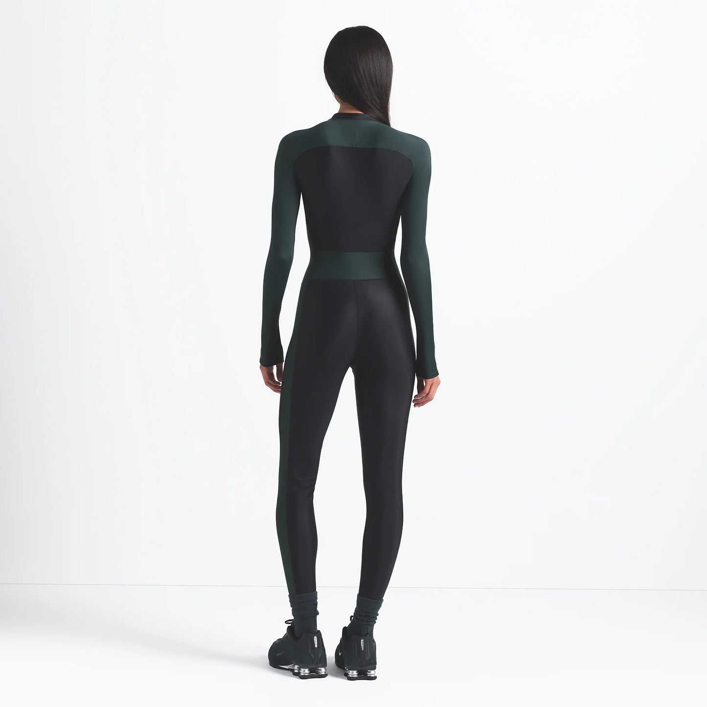 NikeSKIMS SHINE ZIP FRONT LONG ONE PIECE | OBSIDIAN AND DARK TEAL