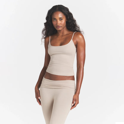 COTTON JERSEY SCOOP NECK CAMI | STONE