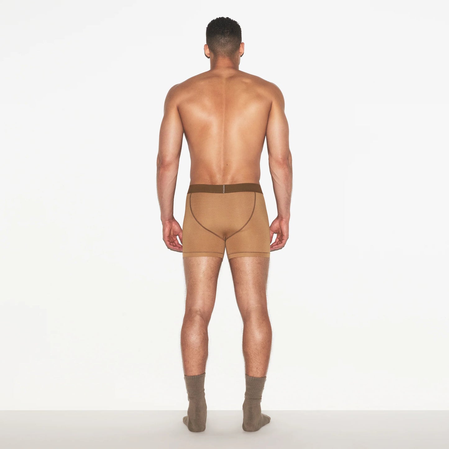 SKIMS COTTON MENS 3" BOXER BRIEF | RUSSET