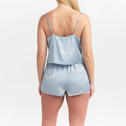 WOVEN SHINE CAMI AND SHORT SLEEP SET | AERO WING HEARTS PRINT
