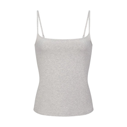COTTON JERSEY SCOOP NECK CAMI | LIGHT HEATHER GREY