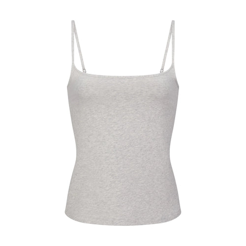 COTTON JERSEY SCOOP NECK CAMI | LIGHT HEATHER GREY
