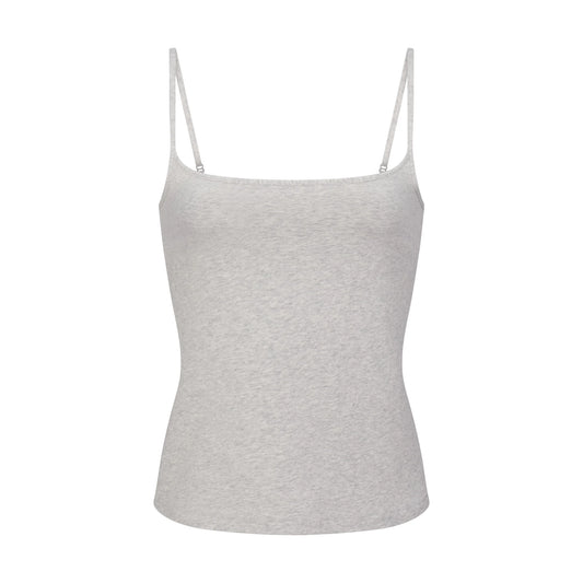COTTON JERSEY SCOOP NECK CAMI | LIGHT HEATHER GREY