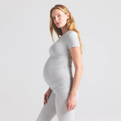 COTTON JERSEY MATERNITY T-SHIRT | LIGHT HEATHER GREY