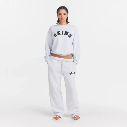 COTTON FLEECE LOGO CLASSIC CREWNECK | LIGHT HEATHER GREY WITH ONYX LOGO