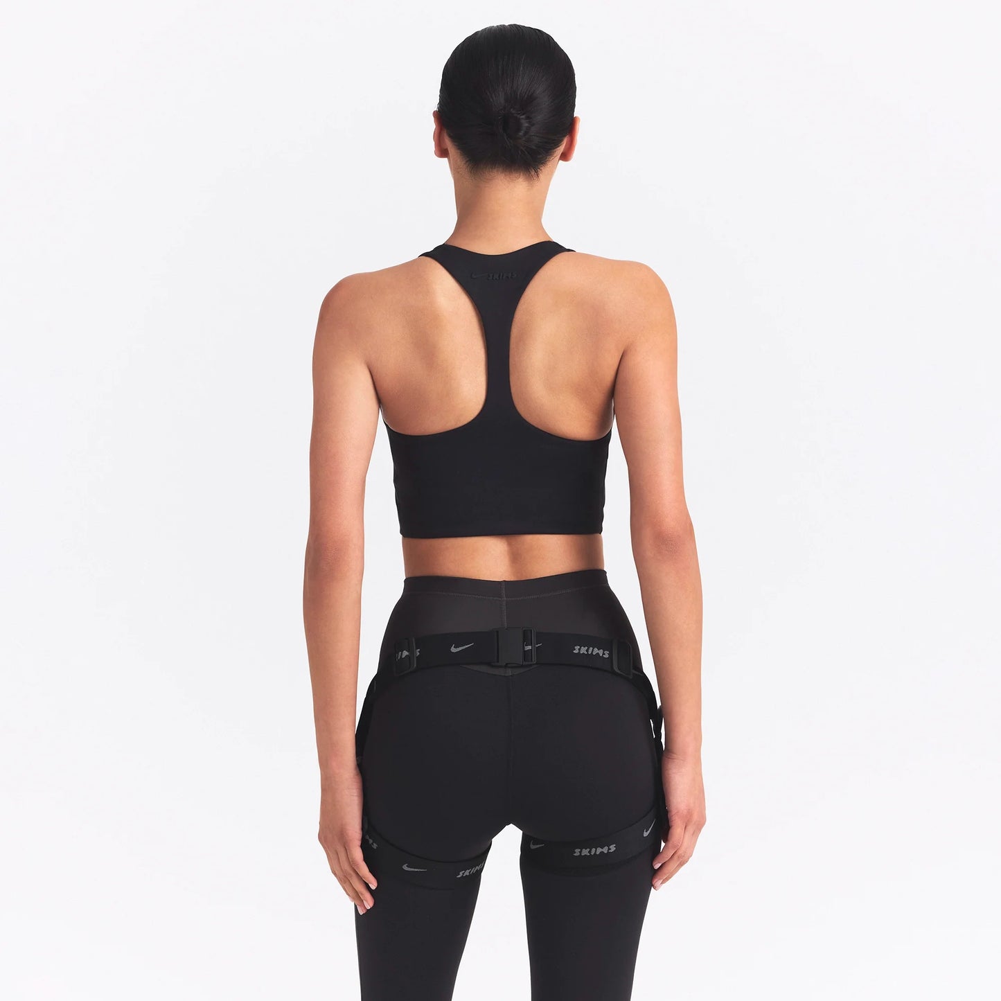 NikeSKIMS MATTE SHINE MIX RACERBACK BRA TOP | OBSIDIAN AND IGNEOUS