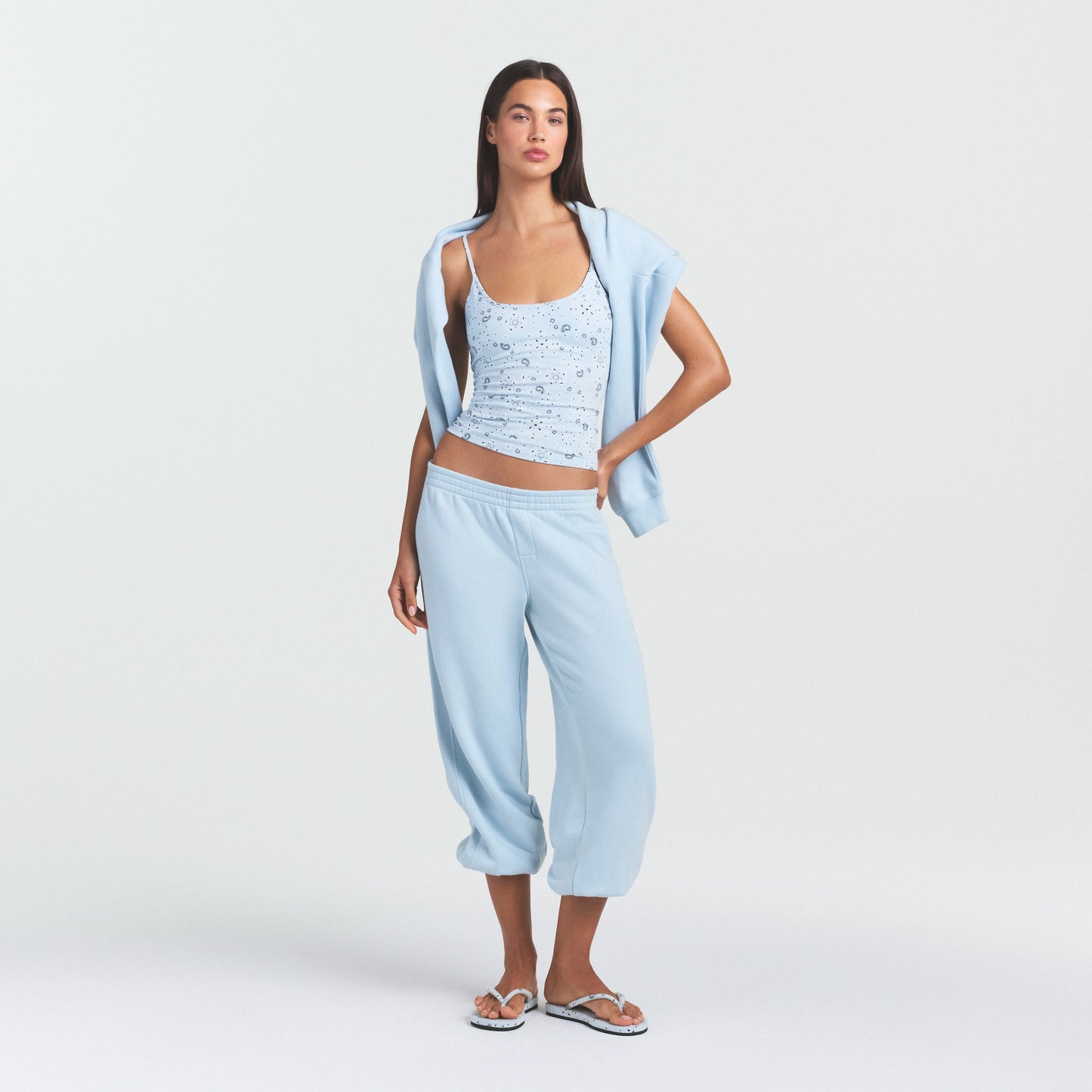 COTTON JERSEY SCOOP NECK CAMI | POWDER BLUE BANDANA