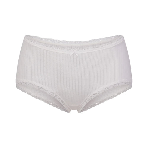 LIGHTWEIGHT COTTON POINTELLE LACE BOY SHORT | SNOW