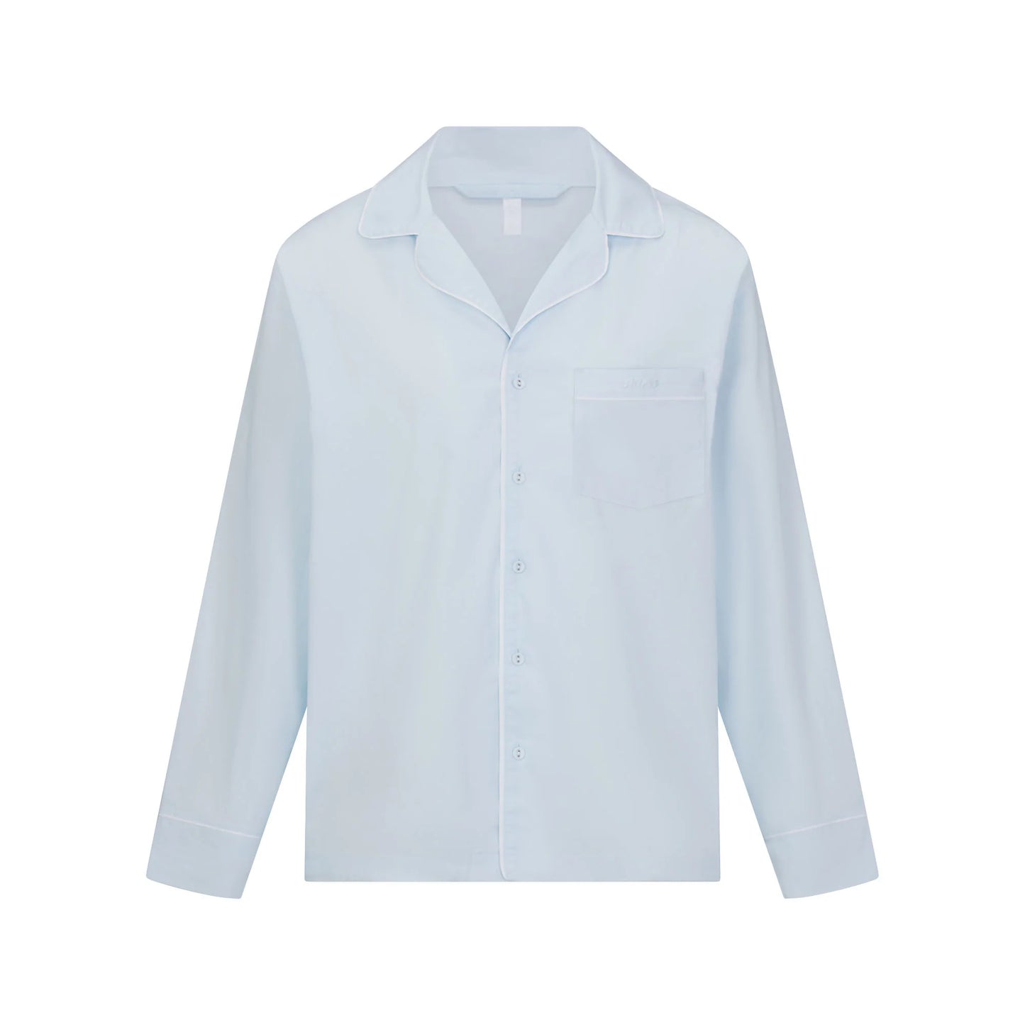 COTTON POPLIN SLEEP LONG SLEEVE AND BOXER SET | BABY BLUE CONTRAST