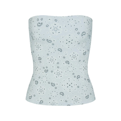 COTTON JERSEY TUBE TOP | POWDER BLUE BANDANA