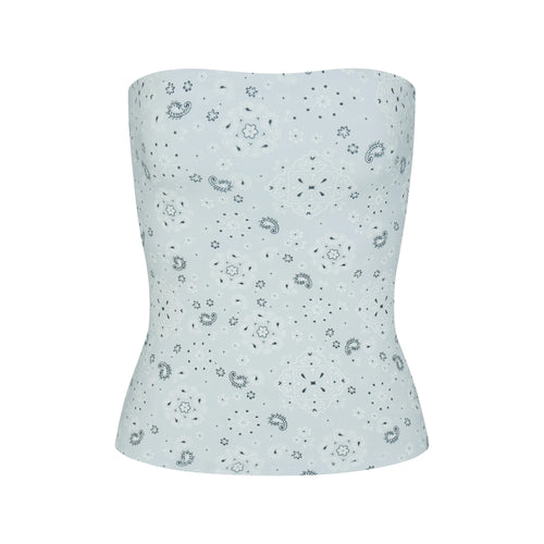COTTON JERSEY TUBE TOP | POWDER BLUE BANDANA