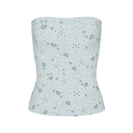 COTTON JERSEY TUBE TOP | POWDER BLUE BANDANA