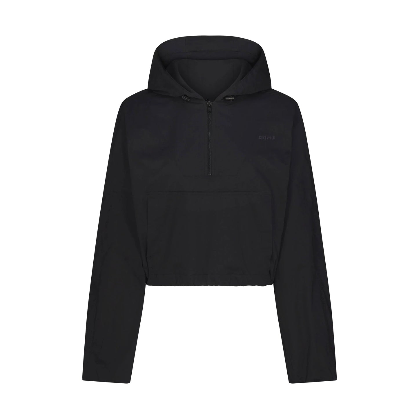WOVEN COTTON HALF ZIP PULLOVER | ONYX