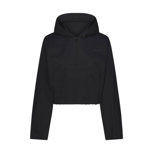 WOVEN COTTON HALF ZIP PULLOVER | ONYX