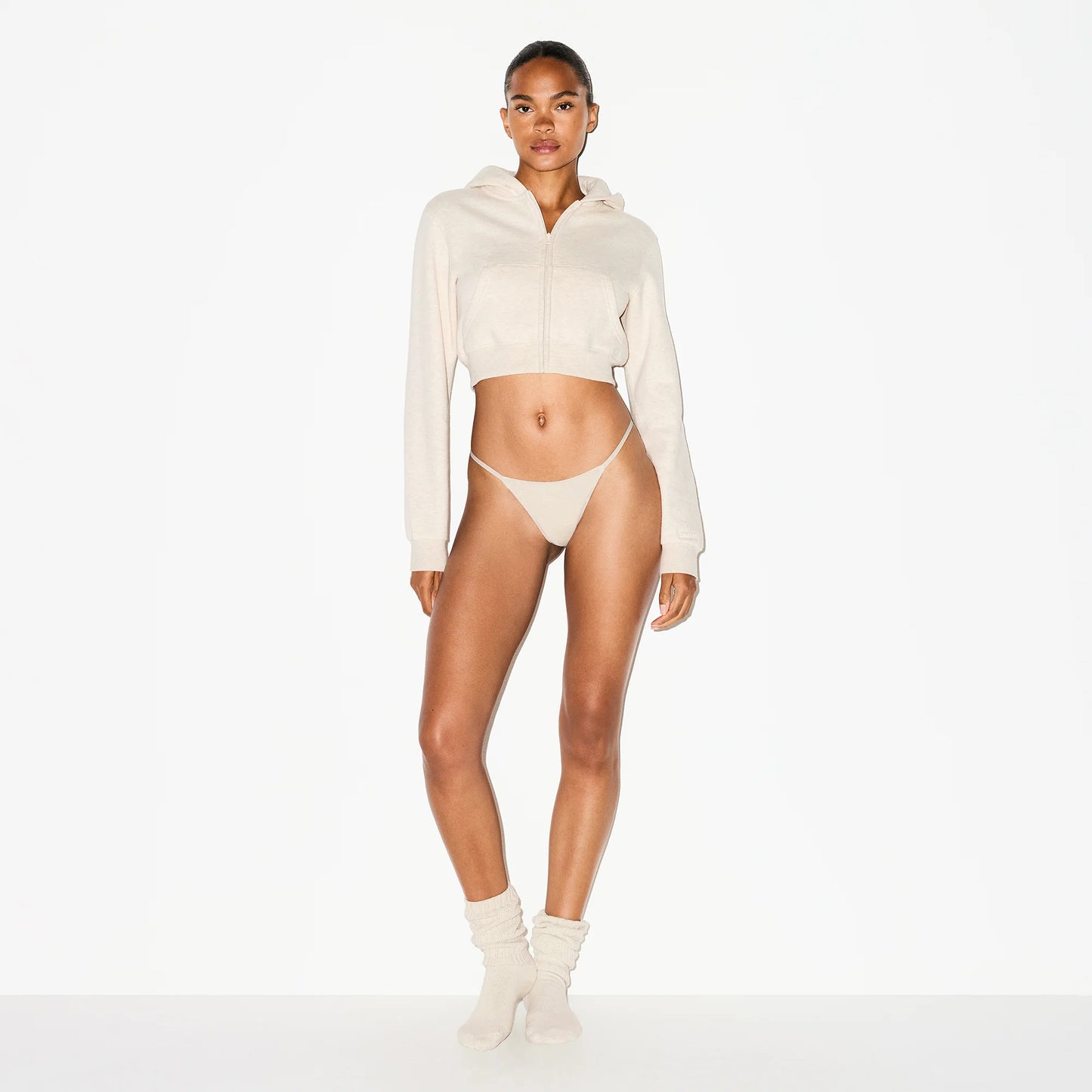 LIGHTWEIGHT COTTON STRING THONG | OATMEAL HEATHER