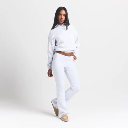 COTTON FLEECE POLO SWEATSHIRT | LIGHT HEATHER GREY