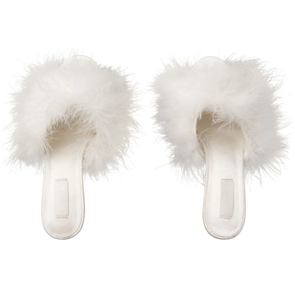 FEATHER KITTEN HEEL | IVORY