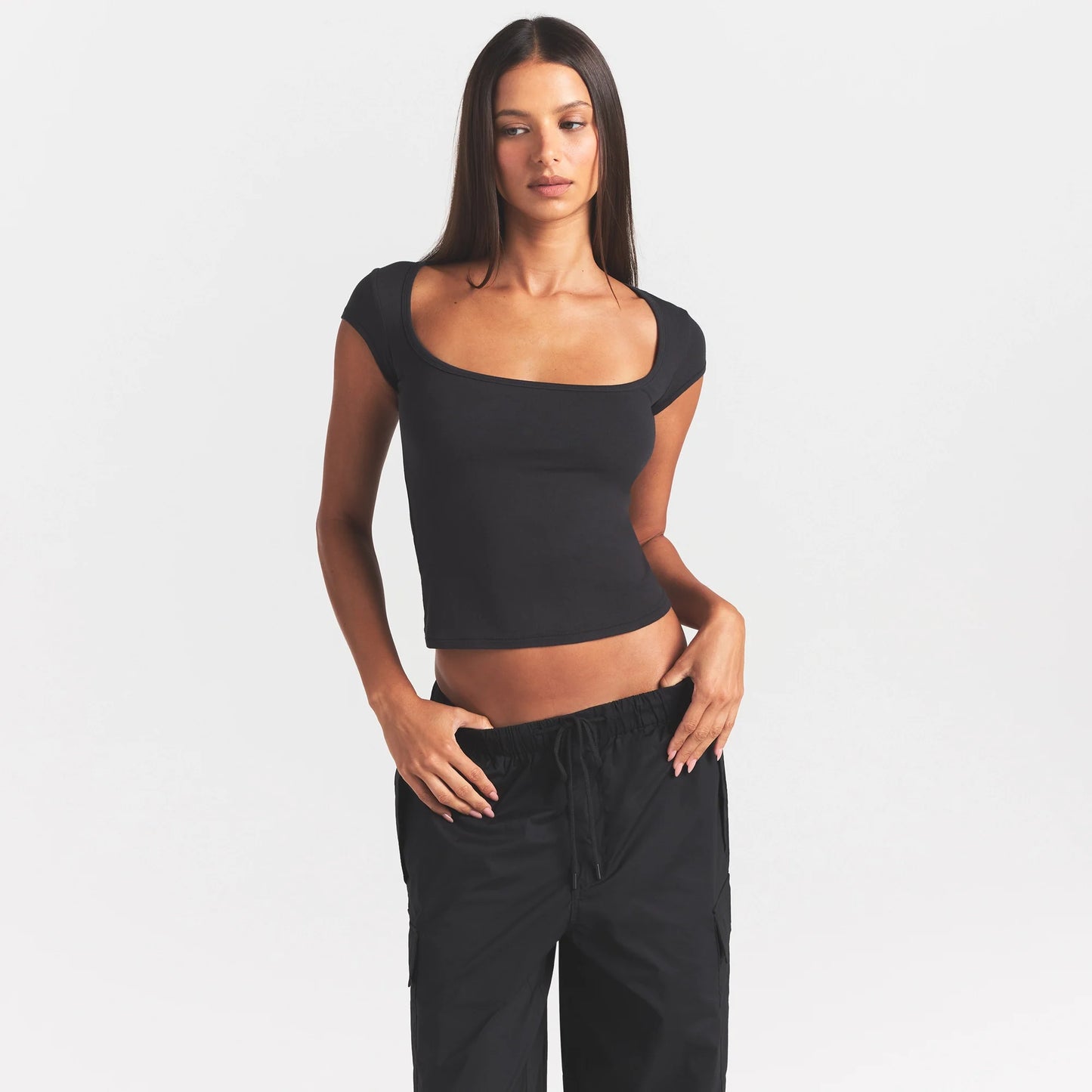 COTTON JERSEY SCOOP NECK T-SHIRT | SOOT