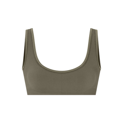NikeSKIMS RIBBED SEAMLESS MICRO SCOOP BRA | DUSTY OAKMOSS
