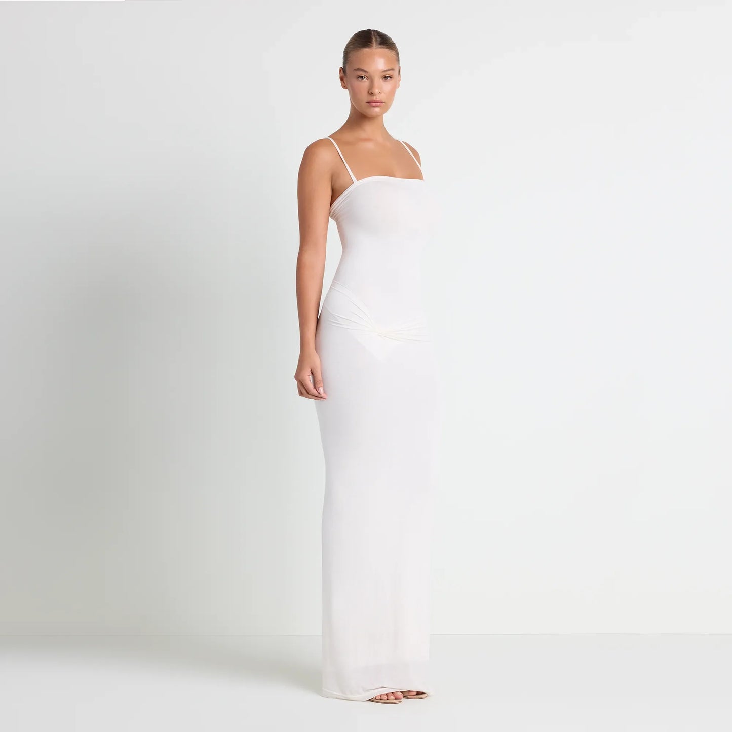 VETTESE X SKIMS SHEER MODAL LONG DRESS | ECRU