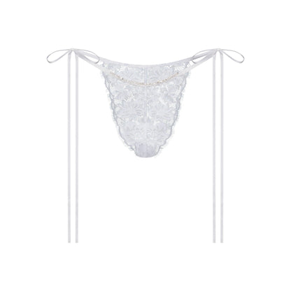 SKIMS LACE TIE SIDE TANGA | SNOW