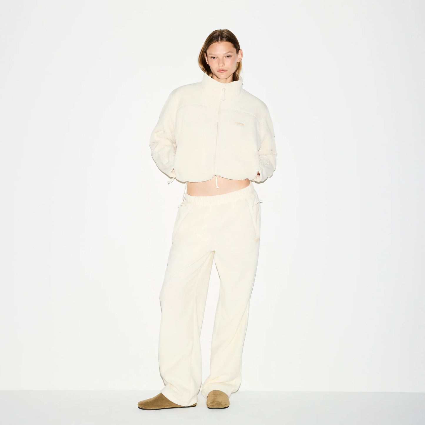 OUTDOOR FLEECE STRAIGHT LEG PANT | ECRU