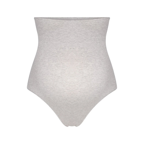 COTTON JERSEY MATERNITY HIGH-WAISTED THONG | LIGHT HEATHER GREY