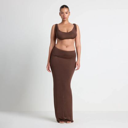 VETTESE X SKIMS SHEER MODAL DRAPED BRALETTE | COCOA