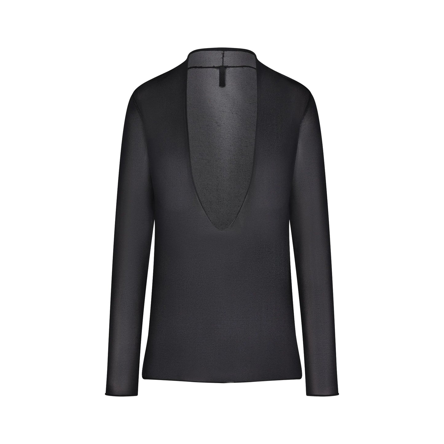 SLINKY KNIT DEEP PLUNGE TOP | OBSIDIAN