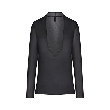 SLINKY KNIT DEEP PLUNGE TOP | OBSIDIAN