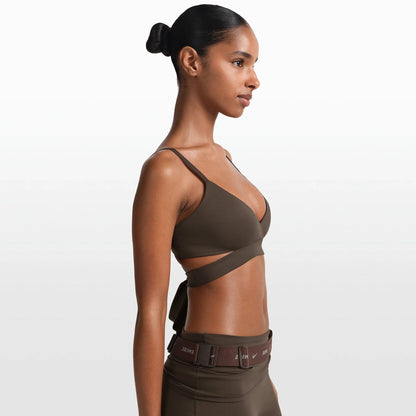 NikeSKIMS MATTE WRAP FRONT BRA | DARK SEPIA