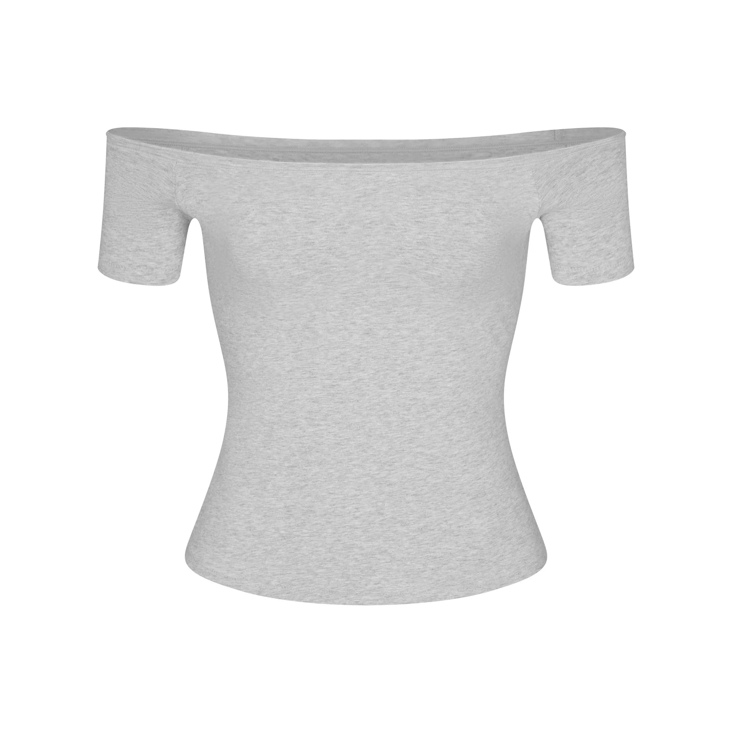 COTTON JERSEY OFF THE SHOULDER TOP | LIGHT HEATHER GREY