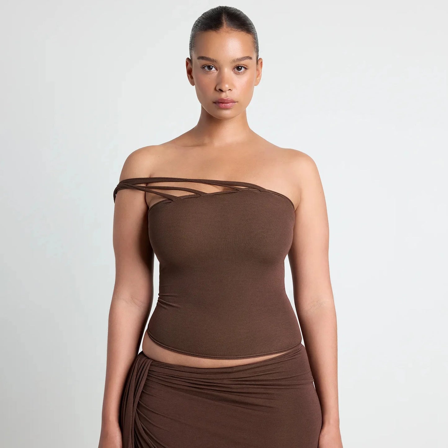 VETTESE X SKIMS SHEER MODAL TOP | COCOA