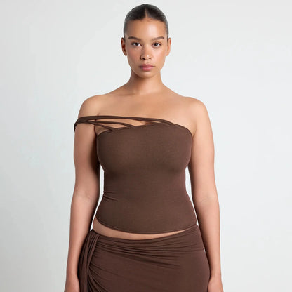 VETTESE X SKIMS SHEER MODAL TOP | COCOA