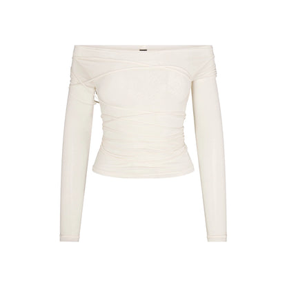 VETTESE X SKIMS SHEER MODAL OFF THE SHOULDER TOP | ECRU