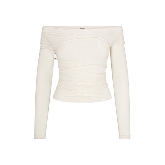 VETTESE X SKIMS SHEER MODAL OFF THE SHOULDER TOP | ECRU