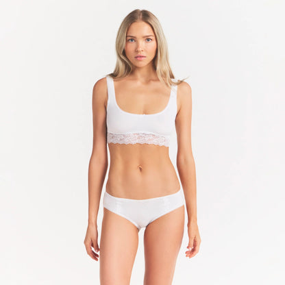 LIGHTWEIGHT COTTON LACE SCOOP BRALETTE | SNOW